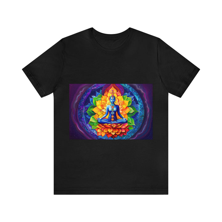 Cosmic Floral Meditation - Unisex Jersey Short Sleeve Tee - T-Shirt - g(0D·IO) - Black - S -