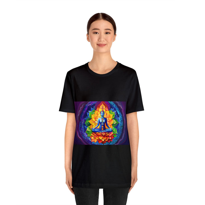 Cosmic Floral Meditation - Unisex Jersey Short Sleeve Tee - T-Shirt - g(0D·IO) - Black - S -