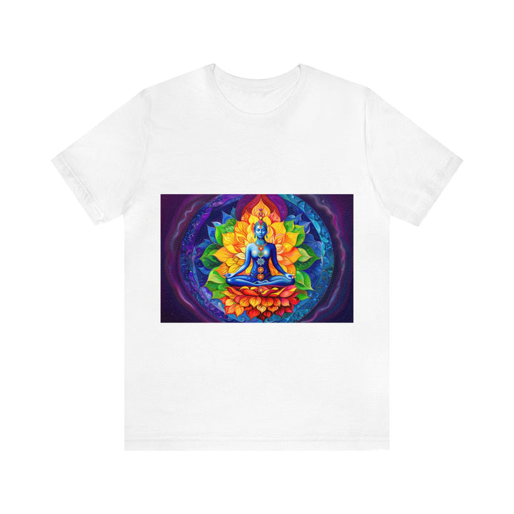 Cosmic Floral Meditation - Unisex Jersey Short Sleeve Tee - T-Shirt - g(0D·IO) - White - S -