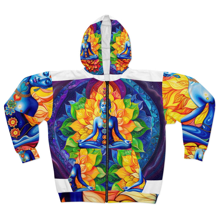 Cosmic Floral Meditation - Unisex Zip Hoodie - All Over Prints - g(0D·IO) - XS - -