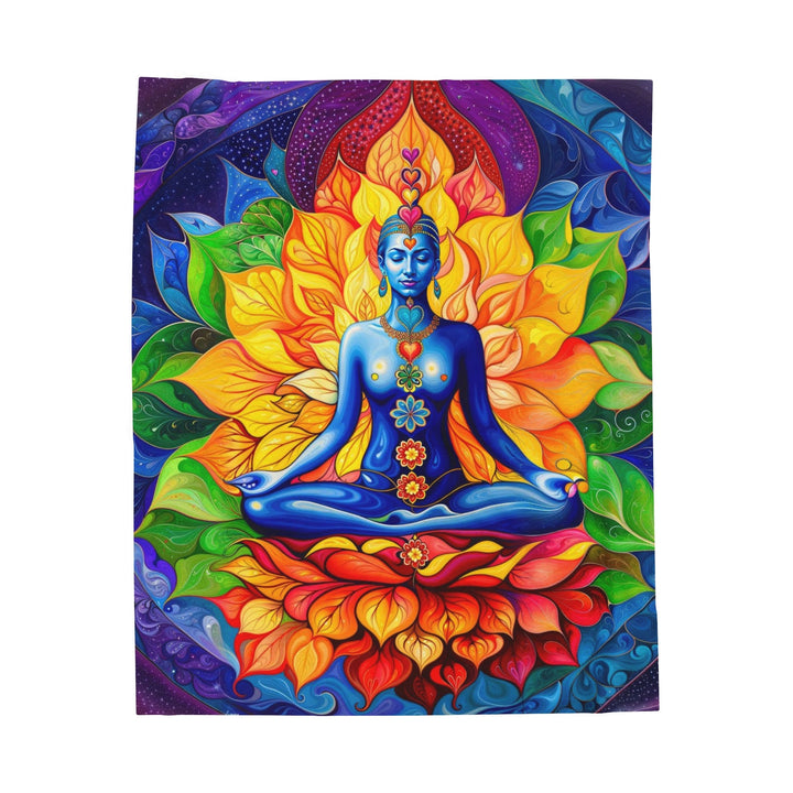 Cosmic Floral Meditation - Velveteen Plush Blanket - All Over Prints - g(0D·IO) - 50" × 60" - -