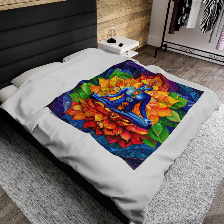 Cosmic Floral Meditation - Velveteen Plush Blanket - All Over Prints - g(0D·IO) - 60" × 80" - -