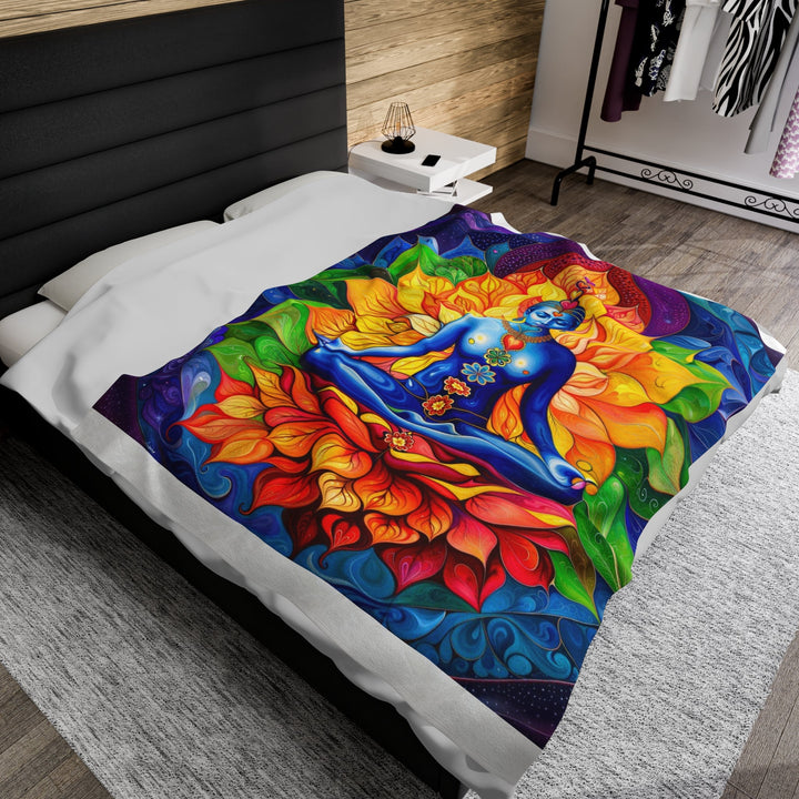 Cosmic Floral Meditation - Velveteen Plush Blanket - All Over Prints - g(0D·IO) - 60" × 80" - -