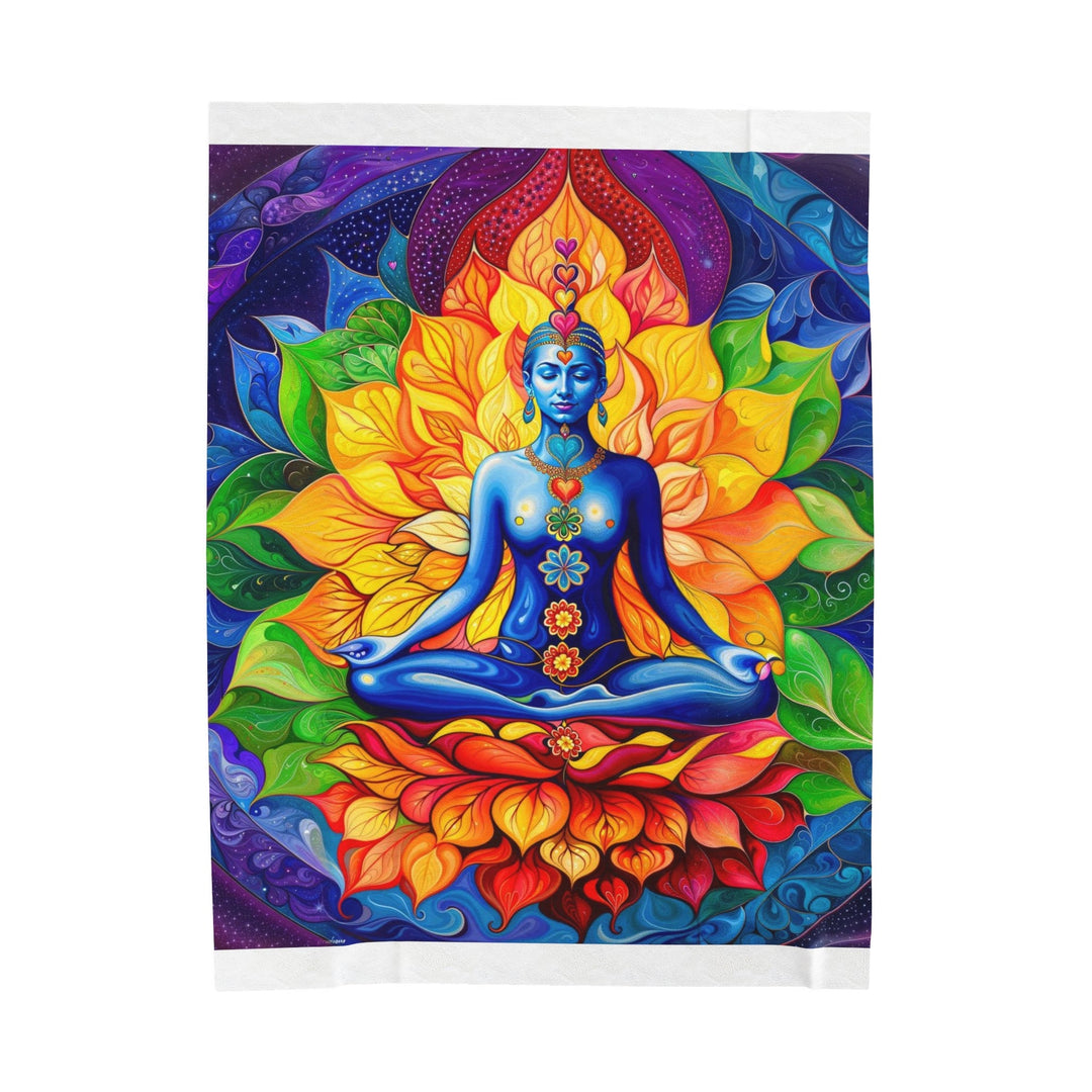 Cosmic Floral Meditation - Velveteen Plush Blanket - All Over Prints - g(0D·IO) - 60" × 80" - -