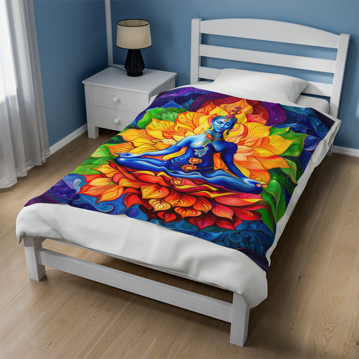 Cosmic Floral Meditation - Velveteen Plush Blanket - All Over Prints - g(0D·IO) - 60" × 80" - -