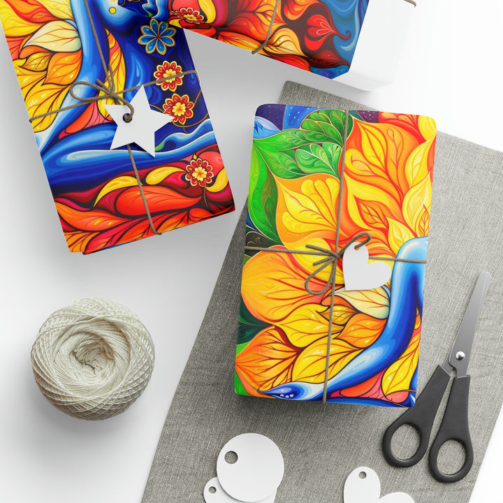 Cosmic Floral Meditation - Wrapping Paper - Home Decor - g(0D·IO) - 30" x 180" - Matte -