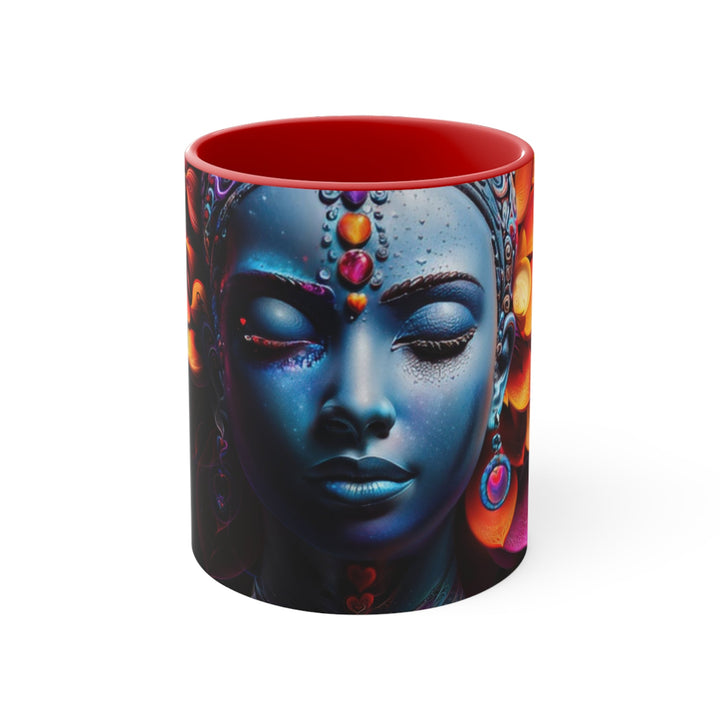 Cosmic Floral Serenity - Accent Coffee Mug - Mug - g(0D·IO) - Red - 11oz -