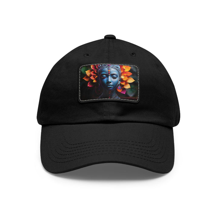 Cosmic Floral Serenity - Dad Hat - Hats - g(0D·IO) - Black / Black patch - Rectangle - One size