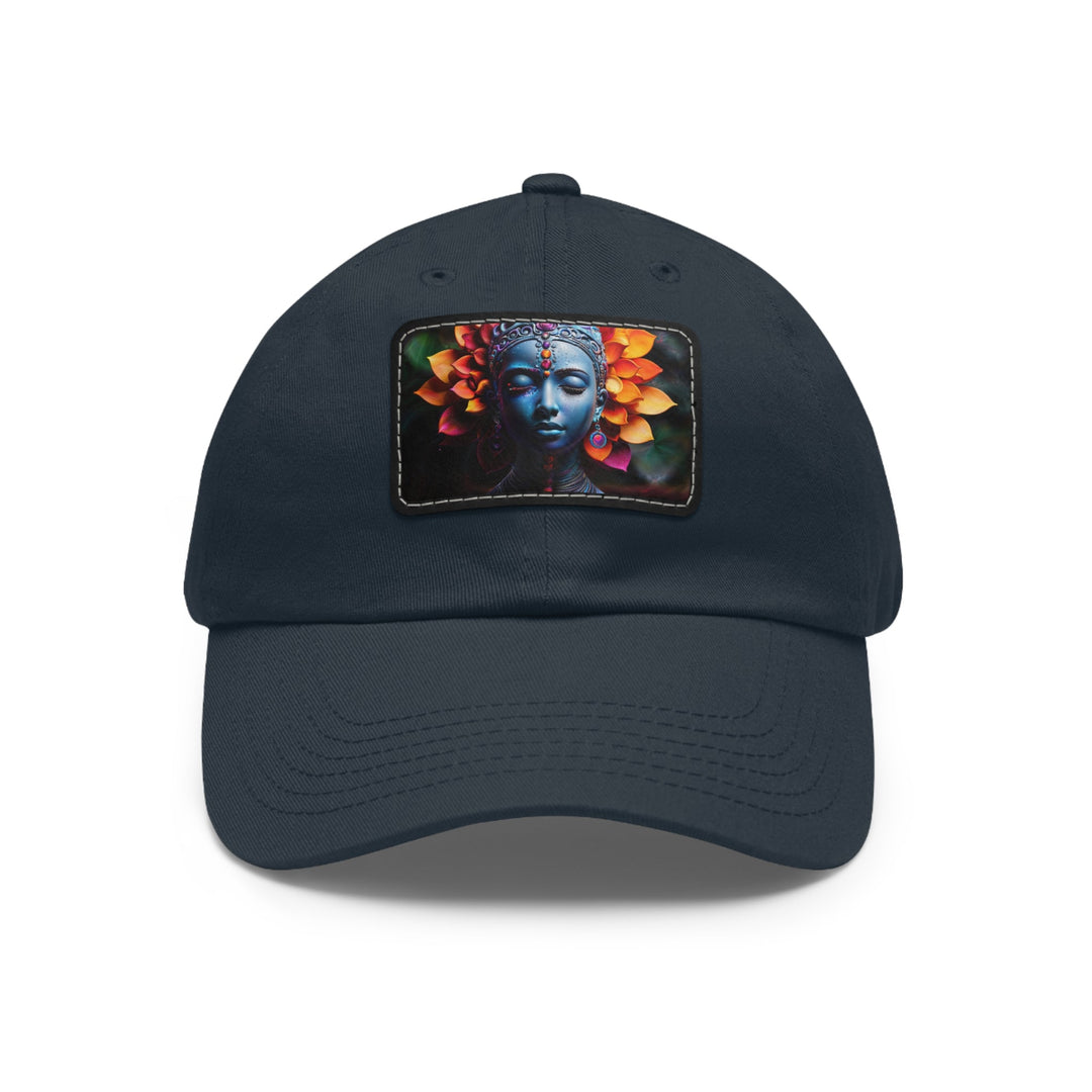 Cosmic Floral Serenity - Dad Hat - Hats - g(0D·IO) - Navy / Black patch - Rectangle - One size