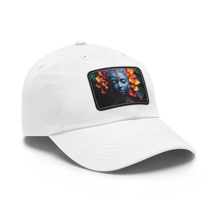 Cosmic Floral Serenity - Dad Hat - Hats - g(0D·IO) - White / Black patch - Rectangle - One size