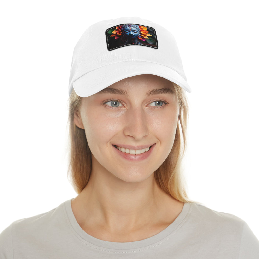 Cosmic Floral Serenity - Dad Hat - Hats - g(0D·IO) - White / Black patch - Rectangle - One size