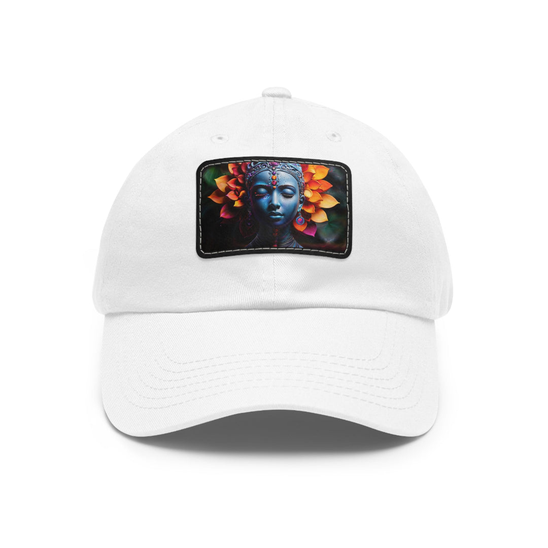 Cosmic Floral Serenity - Dad Hat - Hats - g(0D·IO) - White / Black patch - Rectangle - One size