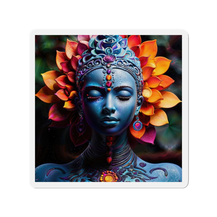 Cosmic Floral Serenity - Die-cut Magnet - Home Decor - g(0D·IO) - 3" x 3" - Die-Cut - 1 pc