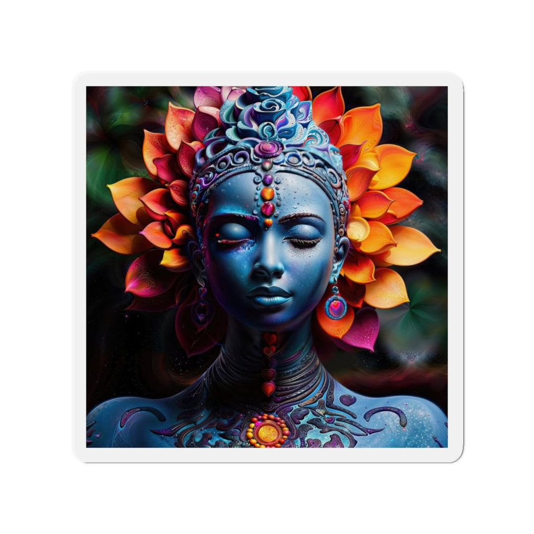 Cosmic Floral Serenity - Die-cut Magnet - Home Decor - g(0D·IO) - 5" x 5" - Die-Cut - 1 pc