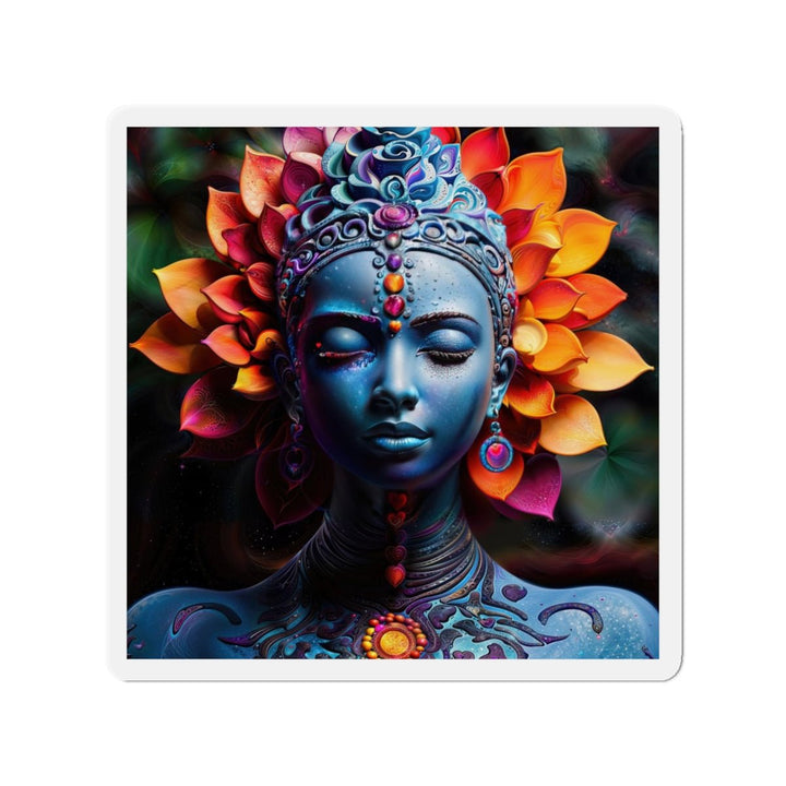 Cosmic Floral Serenity - Die-cut Magnet - Home Decor - g(0D·IO) - 4" x 4" - Die-Cut - 1 pc