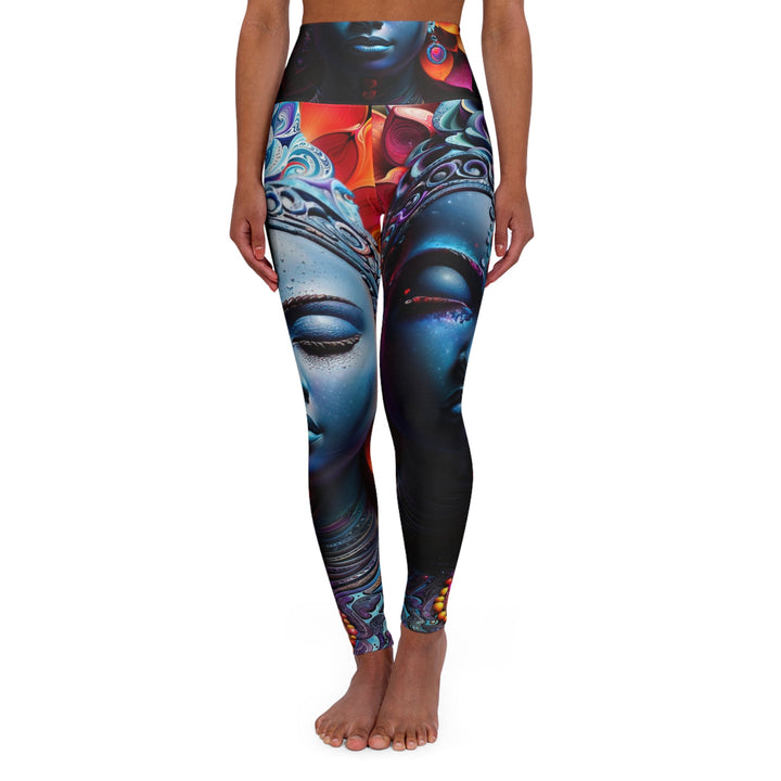 Cosmic Floral Serenity - High Waisted AOP Yoga Leggings - All Over Prints - g(0D·IO) - XS - -