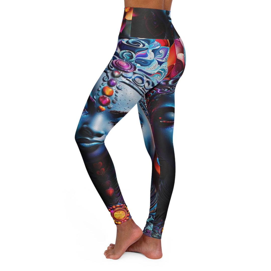 Cosmic Floral Serenity - High Waisted AOP Yoga Leggings - All Over Prints - g(0D·IO) - XS - -