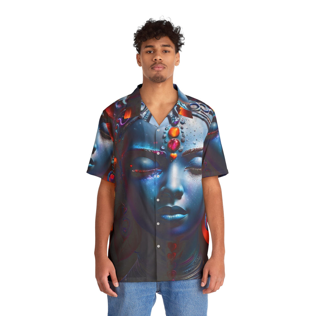 Cosmic Floral Serenity - Men's Hawaiian Shirt - All Over Prints - g(0D·IO) - S - Black -