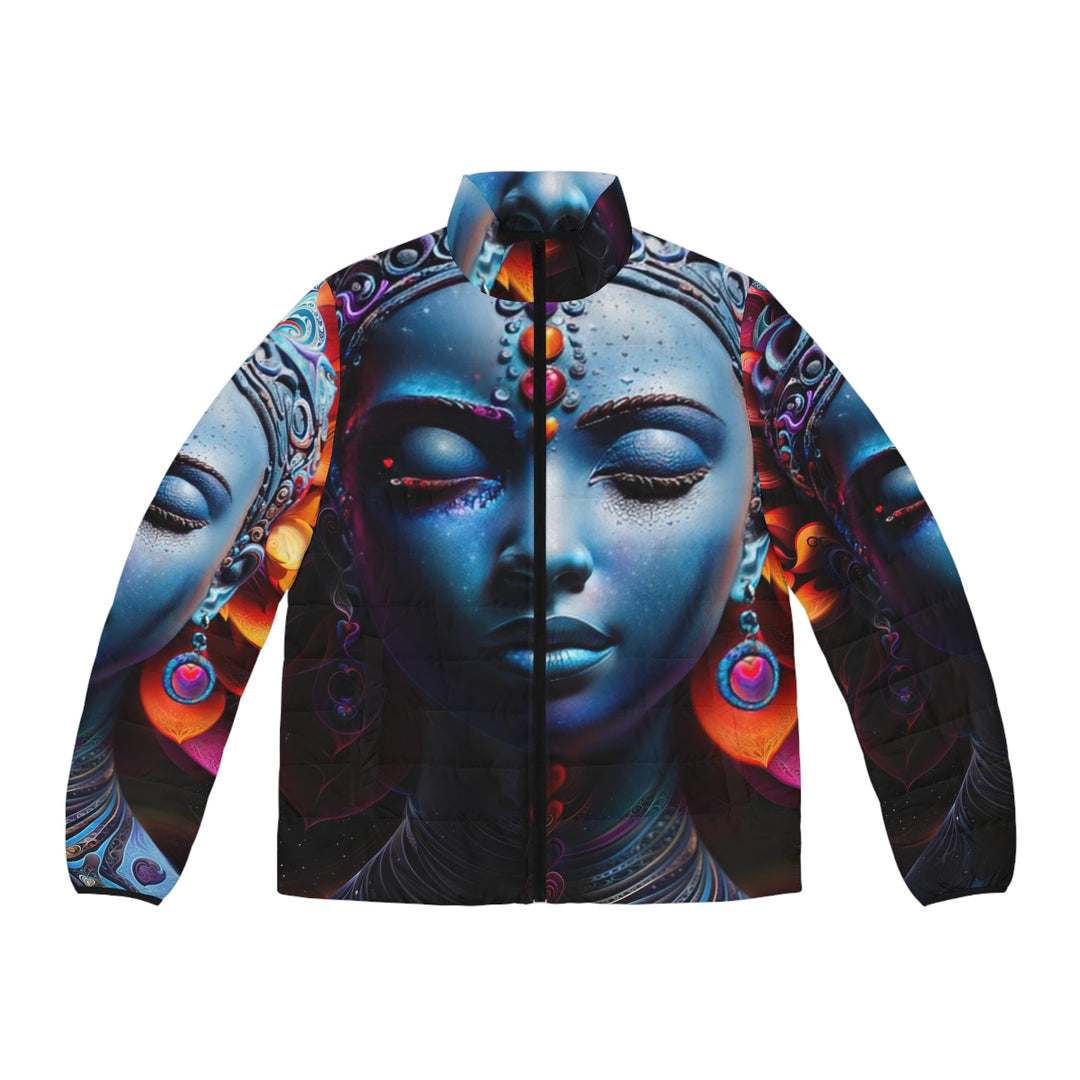 Cosmic Floral Serenity - Puffer Jacket - All Over Prints - g(0D·IO) - S - Black zipper -