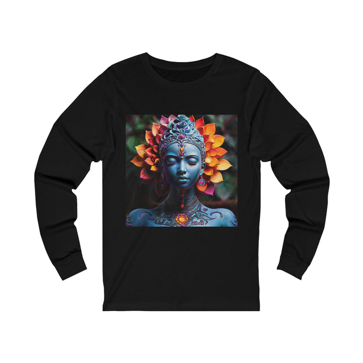 Cosmic Floral Serenity - Unisex Jersey Long Sleeve Tee - Long-sleeve - g(0D·IO) - S - Black -