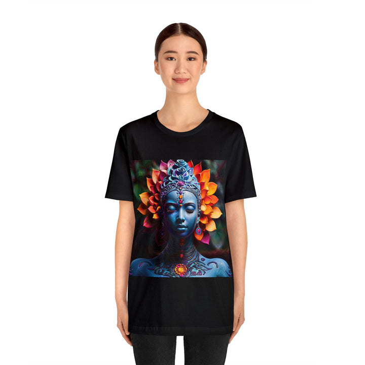 Cosmic Floral Serenity - Unisex Jersey Short Sleeve Tee - T-Shirt - g(0D·IO) - Black - S -