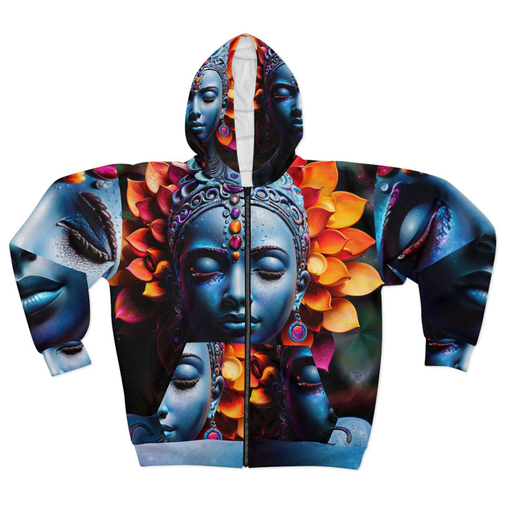 Cosmic Floral Serenity - Unisex Zip Hoodie - All Over Prints - g(0D·IO) - XS - -