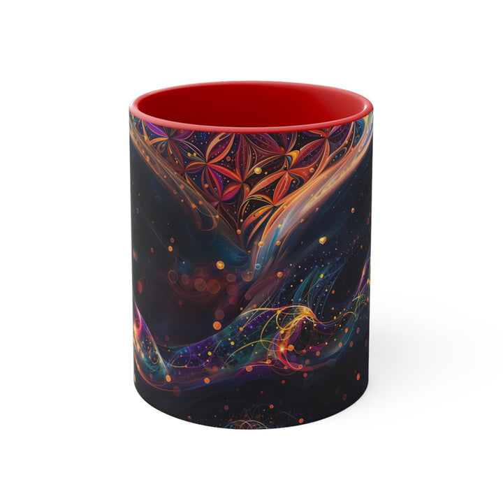 Cosmic Floral Whirls - Accent Coffee Mug - Mug - g(0D·IO) - Red - 11oz -