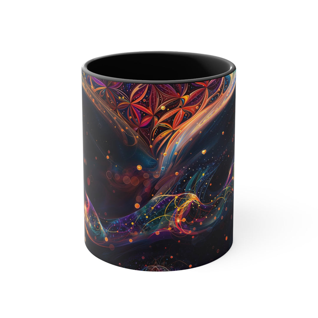 Cosmic Floral Whirls - Accent Coffee Mug - Mug - g(0D·IO) - Black - 11oz -