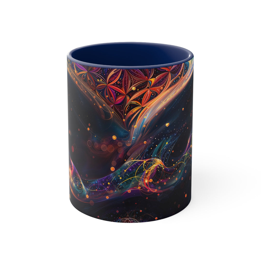 Cosmic Floral Whirls - Accent Coffee Mug - Mug - g(0D·IO) - Navy - 11oz -