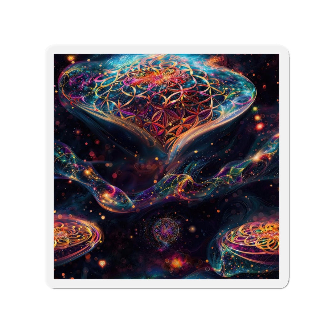 Cosmic Floral Whirls - Die-cut Magnet - Home Decor - g(0D·IO) - 5" x 5" - Die-Cut - 1 pc