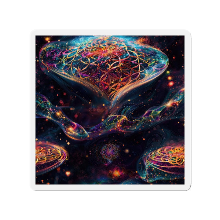 Cosmic Floral Whirls - Die-cut Magnet - Home Decor - g(0D·IO) - 6 × 6" - Die-Cut - 1 pc