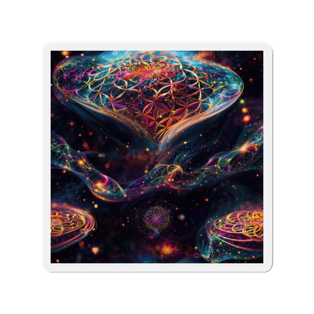 Cosmic Floral Whirls - Die-cut Magnet - Home Decor - g(0D·IO) - 4" x 4" - Die-Cut - 1 pc