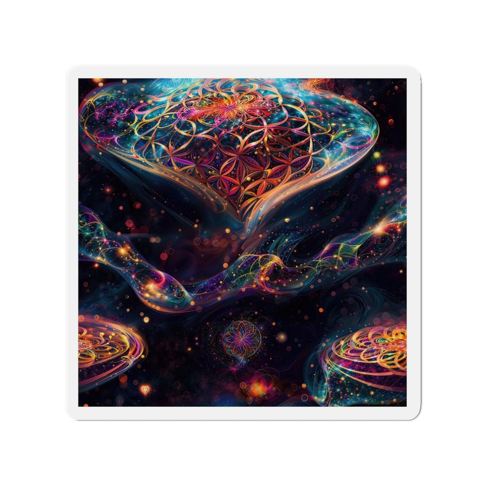 Cosmic Floral Whirls - Die-cut Magnet - Home Decor - g(0D·IO) - 3" x 3" - Die-Cut - 1 pc