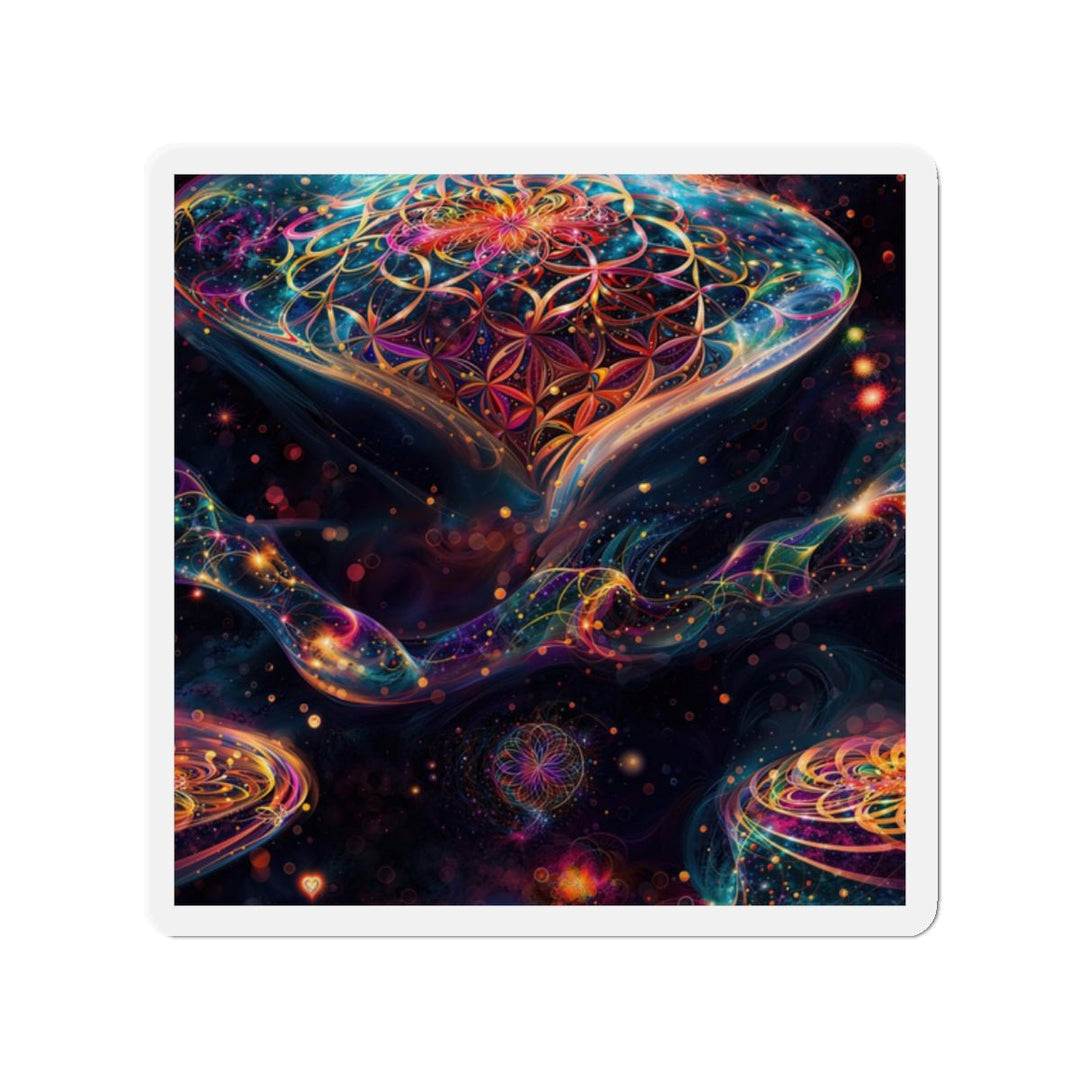 Cosmic Floral Whirls - Die-cut Magnet - Home Decor - g(0D·IO) - 2" x 2" - Die-Cut - 1 pc