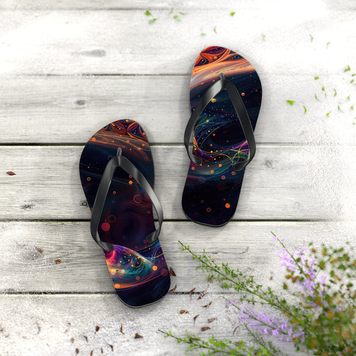 Cosmic Floral Whirls - Flip Flops - Shoes - g(0D·IO) - XL - Black sole -