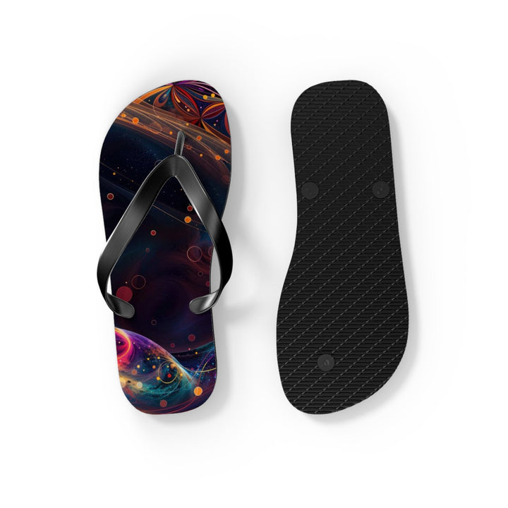 Cosmic Floral Whirls - Flip Flops - Shoes - g(0D·IO) - XL - Black sole -