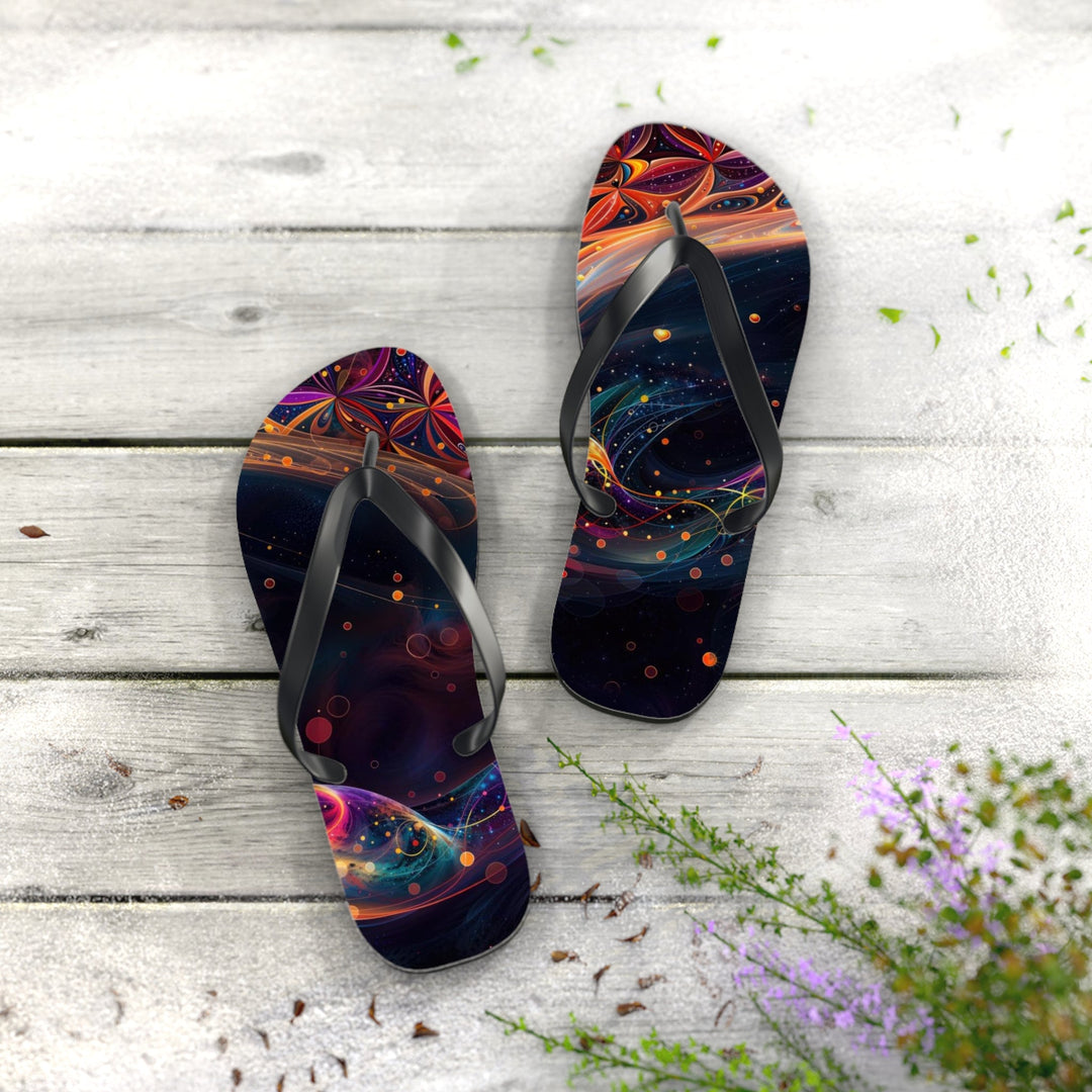 Cosmic Floral Whirls - Flip Flops - Shoes - g(0D·IO) - XL - Black sole -