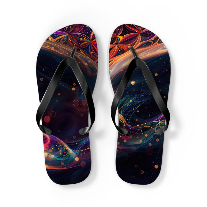 Cosmic Floral Whirls - Flip Flops - Shoes - g(0D·IO) - L - Black sole -