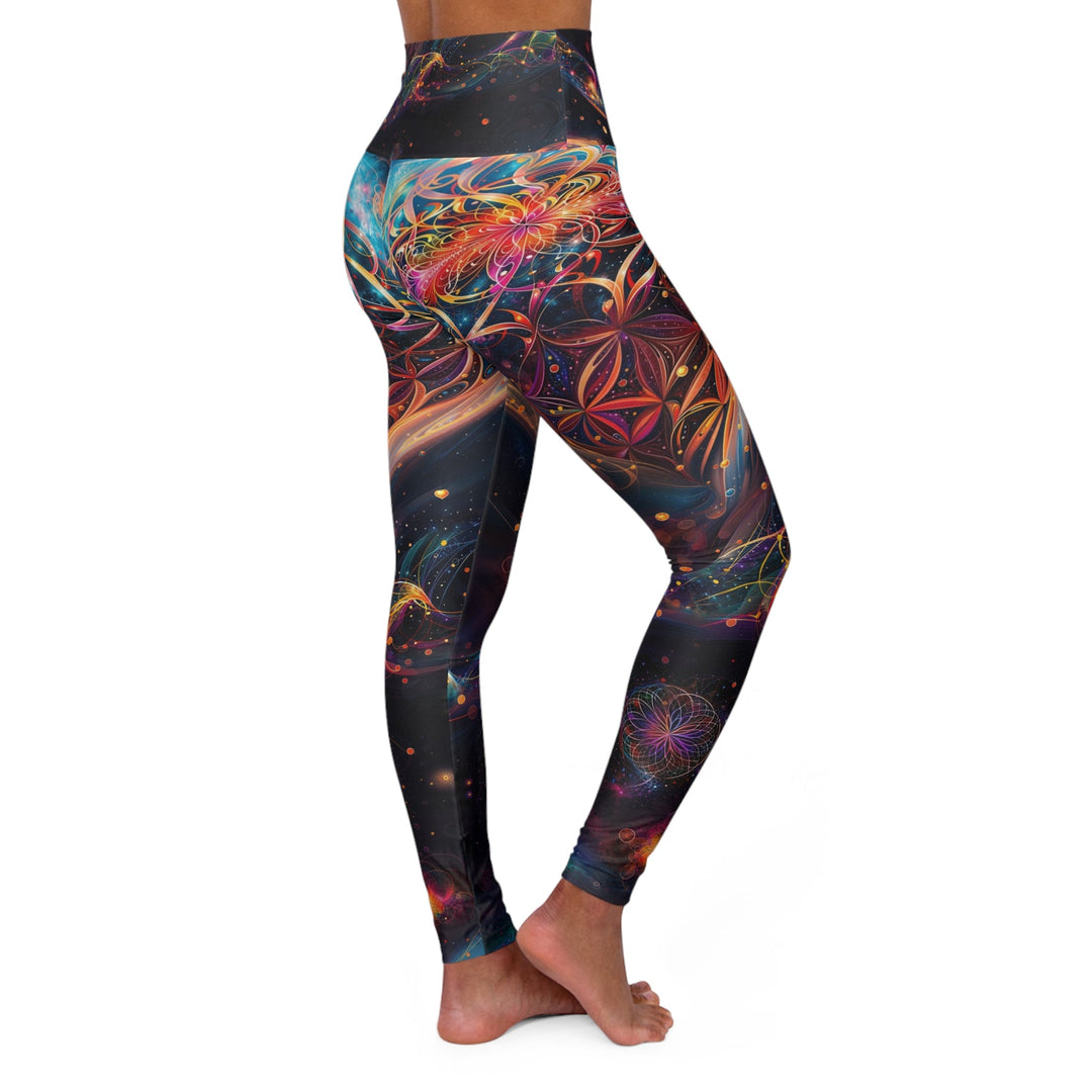 Cosmic Floral Whirls - High Waisted AOP Yoga Leggings - All Over Prints - g(0D·IO) - XS - -