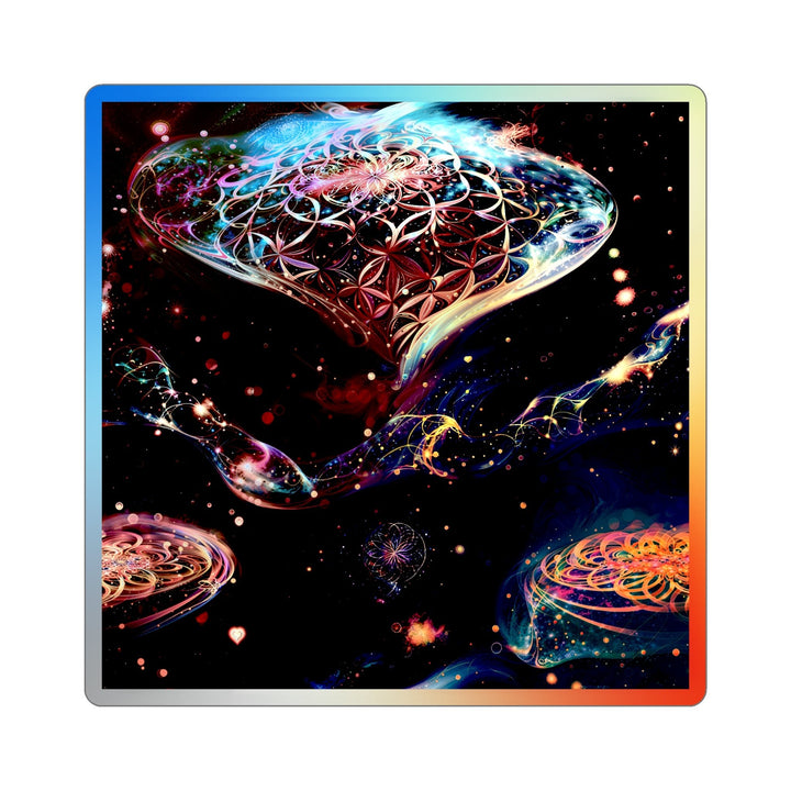 Cosmic Floral Whirls - Holographic Die-Cut Sticker - Paper products - g(0D·IO) - 3" × 3" - Die-Cut - Holographic