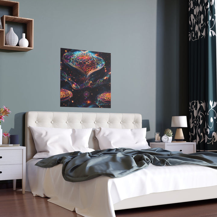 Cosmic Floral Whirls - Indoor and Outdoor Silk Poster - Poster - g(0D·IO) - 30″ x 30″ (Square) - Semi Glossy -