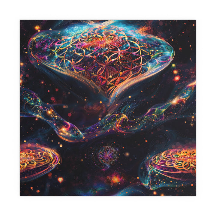 Cosmic Floral Whirls - Indoor and Outdoor Silk Poster - Poster - g(0D·IO) - 30″ x 30″ (Square) - Semi Glossy -