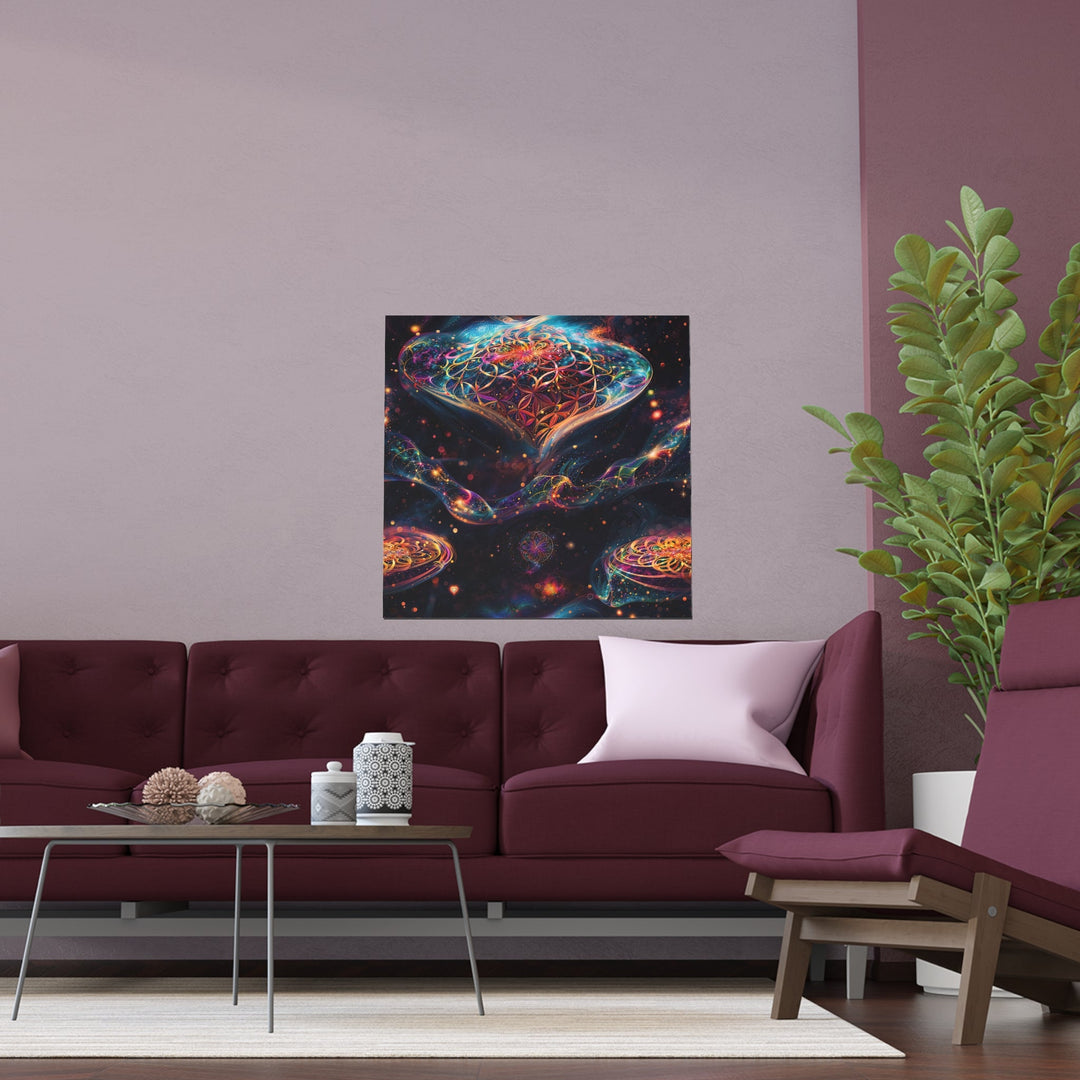 Cosmic Floral Whirls - Indoor and Outdoor Silk Poster - Poster - g(0D·IO) - 30″ x 30″ (Square) - Semi Glossy -
