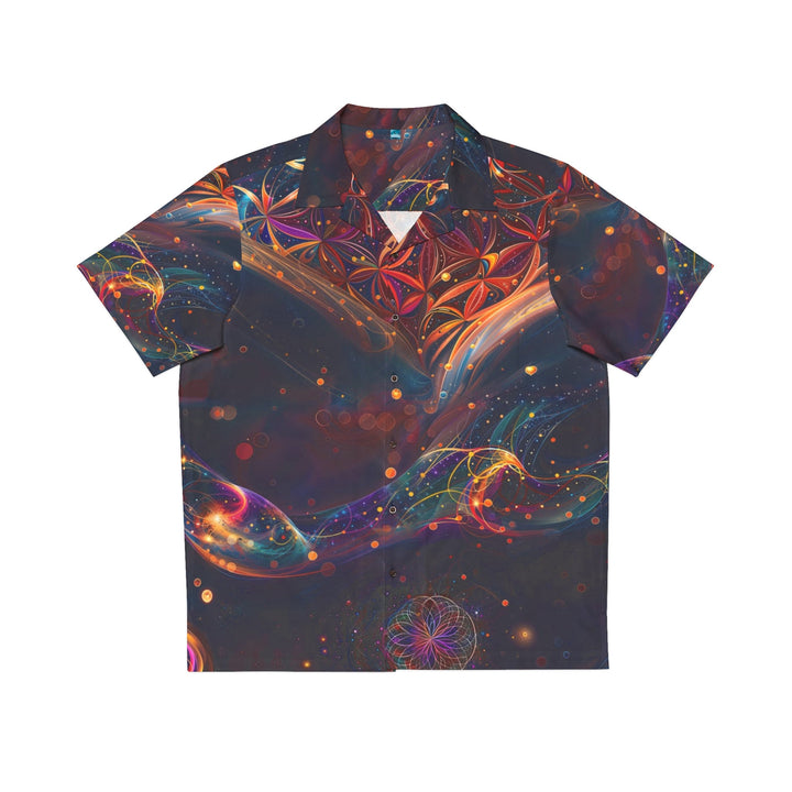 Cosmic Floral Whirls - Men's Hawaiian Shirt - All Over Prints - g(0D·IO) - S - Black -