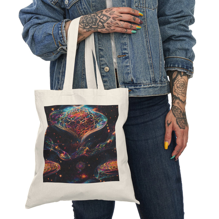 Cosmic Floral Whirls - Natural Tote Bag - Bags - g(0D·IO) - 15" x 16" - Natural -