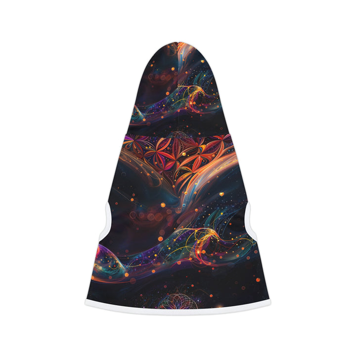 Cosmic Floral Whirls - Pet Hoodie - Pets - g(0D·IO) - XXS - Black Rib -