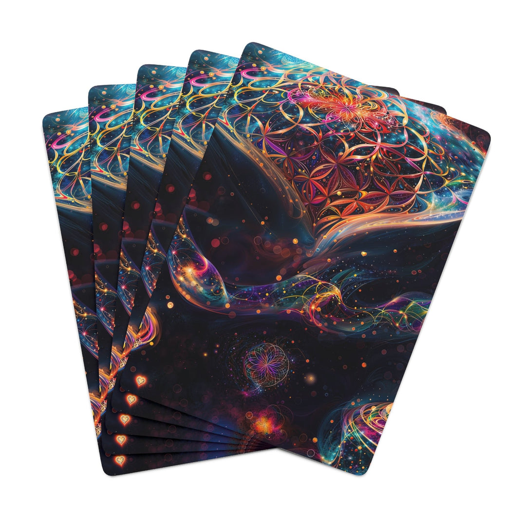 Cosmic Floral Whirls - Poker Cards - Paper products - g(0D·IO) - 2.47" x 3.47" - White - Semi Glossy