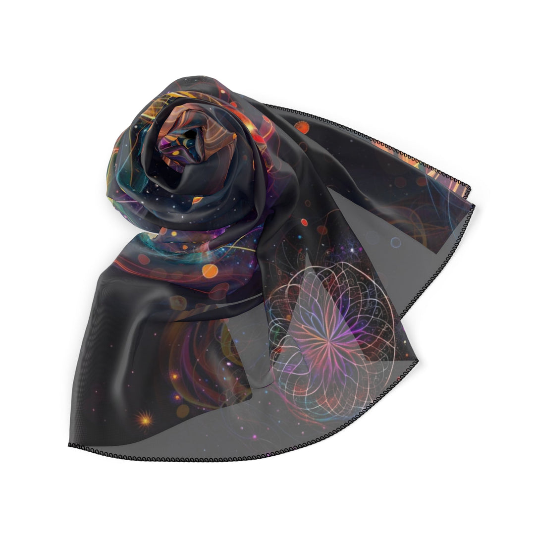 Cosmic Floral Whirls - Poly Scarf - Accessories - g(0D·IO) - Poly chiffon - 50" × 50" -