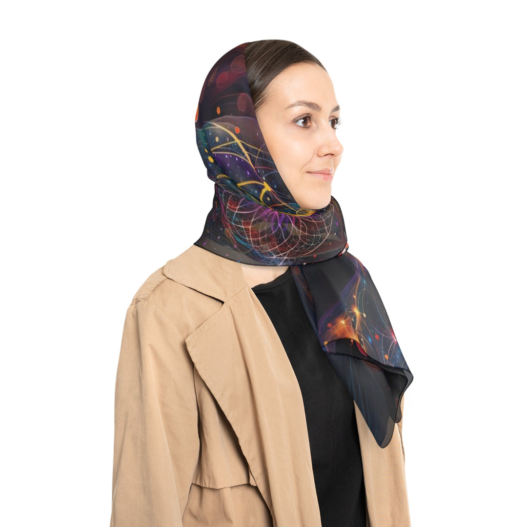 Cosmic Floral Whirls - Poly Scarf - Accessories - g(0D·IO) - Poly chiffon - 50" × 50" -