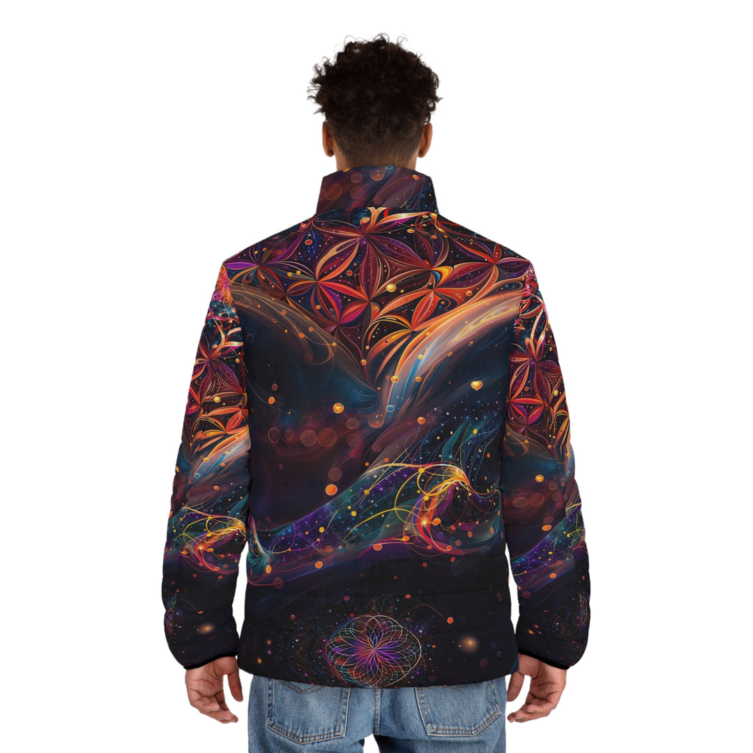 Cosmic Floral Whirls - Puffer Jacket - All Over Prints - g(0D·IO) - S - Black zipper -